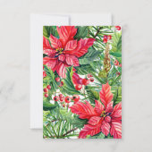 クリスマスウォーターカラー花RSVPカード 招待状 (裏面)