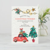 クリスマスウォーターカラー詳細ホリデーカード シーズンカード (スタンド正面)