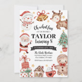 クリスマスウォーターカラー誕生日パーティーの招待状 招待状 (正面)