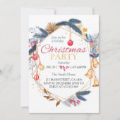 クリスマスウォーターカラー誕生日パーティーの招待状 招待状 (正面)