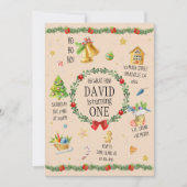 クリスマスウォーターカラー誕生日招待状 招待状 (正面)