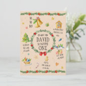 クリスマスウォーターカラー誕生日招待状 招待状 (スタンド正面)