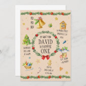 クリスマスウォーターカラー誕生日招待状 招待状 (正面/裏面)