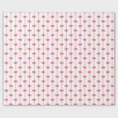 クリスマスウォーターカラー赤い弓と垂直リボン ラッピングペーパー (フラット)