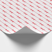 クリスマスウォーターカラー赤い弓と水平リボン ラッピングペーパー (角)