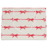 クリスマスウォーターカラー赤い弓(付き) ストライプ ラージペーパーバッグ (正面)