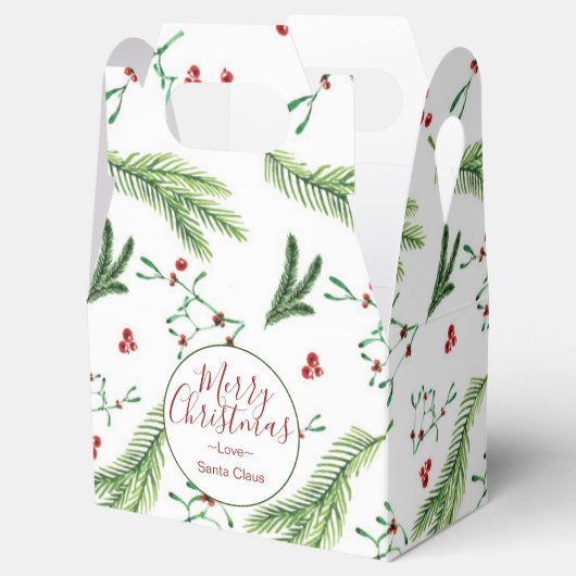 クリスマスウォーターカラー赤と緑の植物学 フェイバーボックス (オープン)