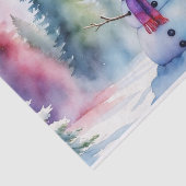 クリスマスウォーターカラー雪だるまと冬の森 薄葉紙 (詳細)