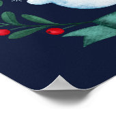 クリスマスウォーターカラー雪だるまカスタムネイビーブルー ポスター (角)