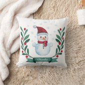 クリスマスウォーターカラー雪だるまカスタム クッション (ブランケット)