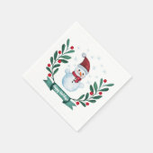 クリスマスウォーターカラー雪だるまカスタム スタンダードカクテルナプキン (角)