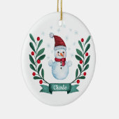 クリスマスウォーターカラー雪だるまカスタム セラミックオーナメント (右)