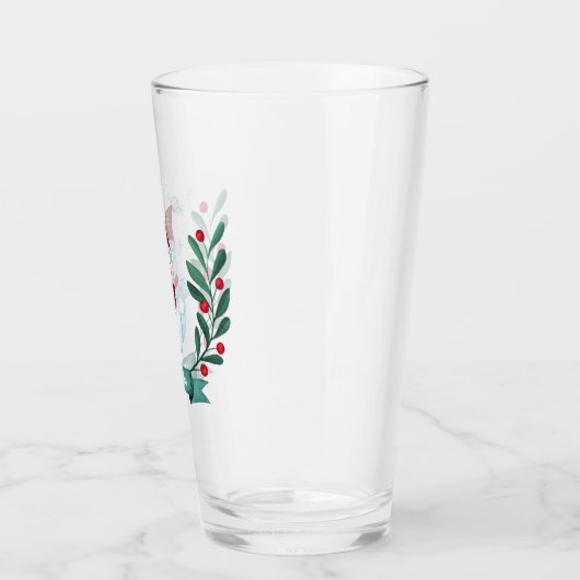 クリスマスウォーターカラー雪だるまカスタム タンブラーグラス (左)