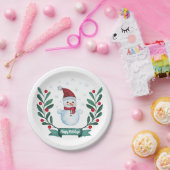 クリスマスウォーターカラー雪だるまカスタム ペーパープレート (パーティー)