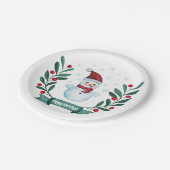クリスマスウォーターカラー雪だるまカスタム ペーパープレート (アングル)