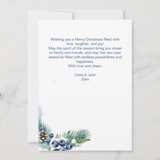 クリスマスウォーターカラー雪の松のリース シーズンカード (裏面)