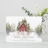 クリスマスウォーターカラー雪の松の森ホーム シーズンカード (スタンド正面)