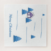 クリスマスウォーターカラー雪の風景パズル ジグソーパズル (横)