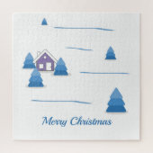 クリスマスウォーターカラー雪の風景パズル ジグソーパズル (縦)