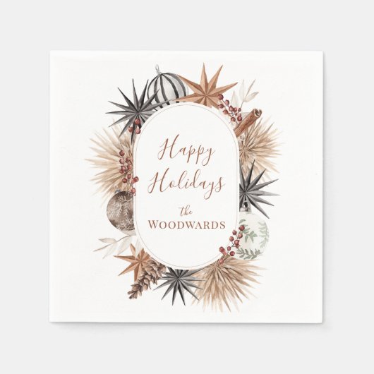 クリスマスウォーターパーソナライズされたカラーホリデーパーティー スタンダードカクテルナプキン (正面)