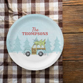 クリスマスウォーターモダンカラー素朴ノスタルジック車 ペーパープレート
