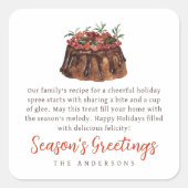 クリスマスウォーター焼いたカラートリートファミリーギフトラベル スクエアシール (正面)