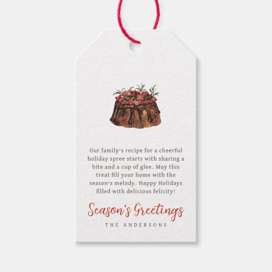 クリスマスウォーター焼いたカラートリートファミリー ギフトタグ (正面)
