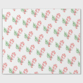 クリスマスウォーター色の赤キャンディーキャンと緑 ラッピングペーパー (フラット)