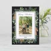 クリスマスウォーター色グリーンリー植物黒 シーズンカード (スタンド正面)