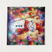 クリスマスウォーター色ステンドグラスのタペストリー タペストリー (正面(横))