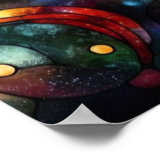 クリスマスウォーター色ステンドグラスのポスター ポスター (角)