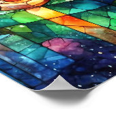 クリスマスウォーター色ステンドグラスのポスター ポスター (角)