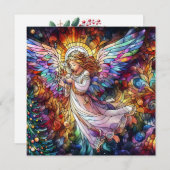 クリスマスウォーター色ステンドグラスグリーティングカード シーズンカード (正面/裏面)