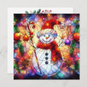 クリスマスウォーター色ステンドグラスグリーティングカード シーズンカード (正面/裏面)