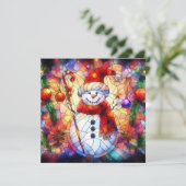 クリスマスウォーター色ステンドグラスグリーティングカード シーズンカード (スタンド正面)