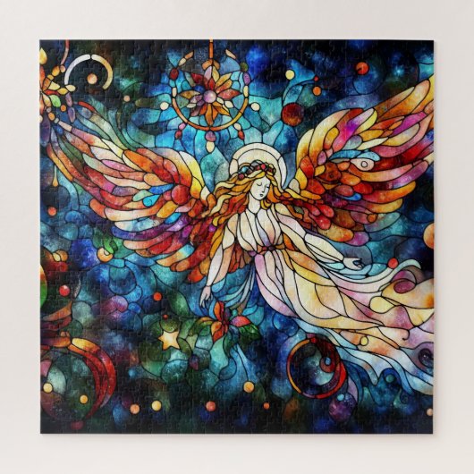 クリスマスウォーター色ステンドグラスパズル ジグソーパズル (縦)