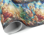 クリスマスウォーター色ステンドグラス包装紙 ラッピングペーパー (ロールコーナー)