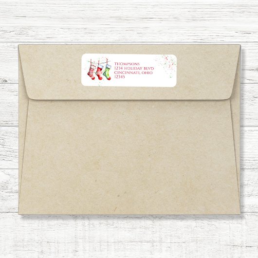 クリスマスウォーター色ストッキング差出人住所 ラベル