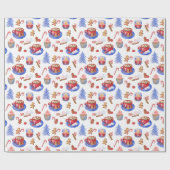 クリスマスウォーター色ホットチョコレートとスイーツ ラッピングペーパー (フラット)
