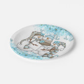 クリスマスウォーター色雪だるまパーティープレート ペーパープレート (アングル)