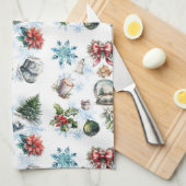 クリスマスウォーター色 キッチンタオル (四つ折り)