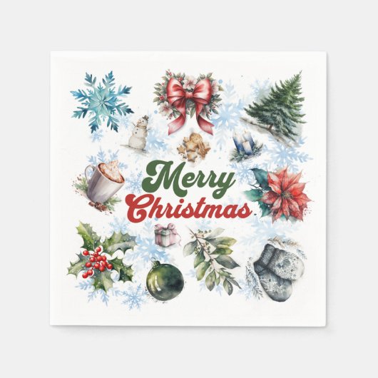 クリスマスウォーター色 スタンダードカクテルナプキン (正面)