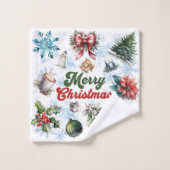 クリスマスウォーター色 バスタオルセット (ウォッシュタオル)