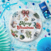 クリスマスウォーター色 ペーパープレート (パーティー)