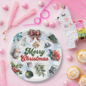 クリスマスウォーター色 ペーパープレート (パーティー)