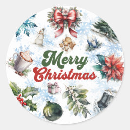 クリスマスウォーター色 ラウンドシール