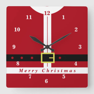クリスマスウォール時計サンタクロースの贈り物 スクエア壁時計