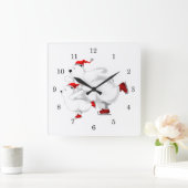 クリスマスウォール時計ハッピーファミリーベアーズ スクエア壁時計 (ホーム)