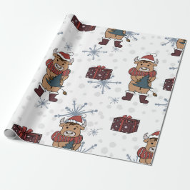 クリスマスウシラッピング紙 ラッピングペーパー