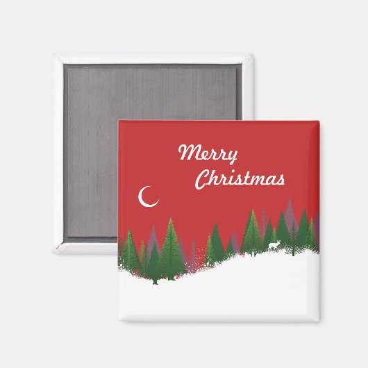 クリスマスウッズシーンスクエアマグネット マグネット (正面/裏面)